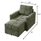 GDFStudio Warner Corduroy 32W Upholstered Accent Chair with Ottoman