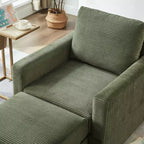GDFStudio Warner Corduroy 32W Upholstered Accent Chair with Ottoman
