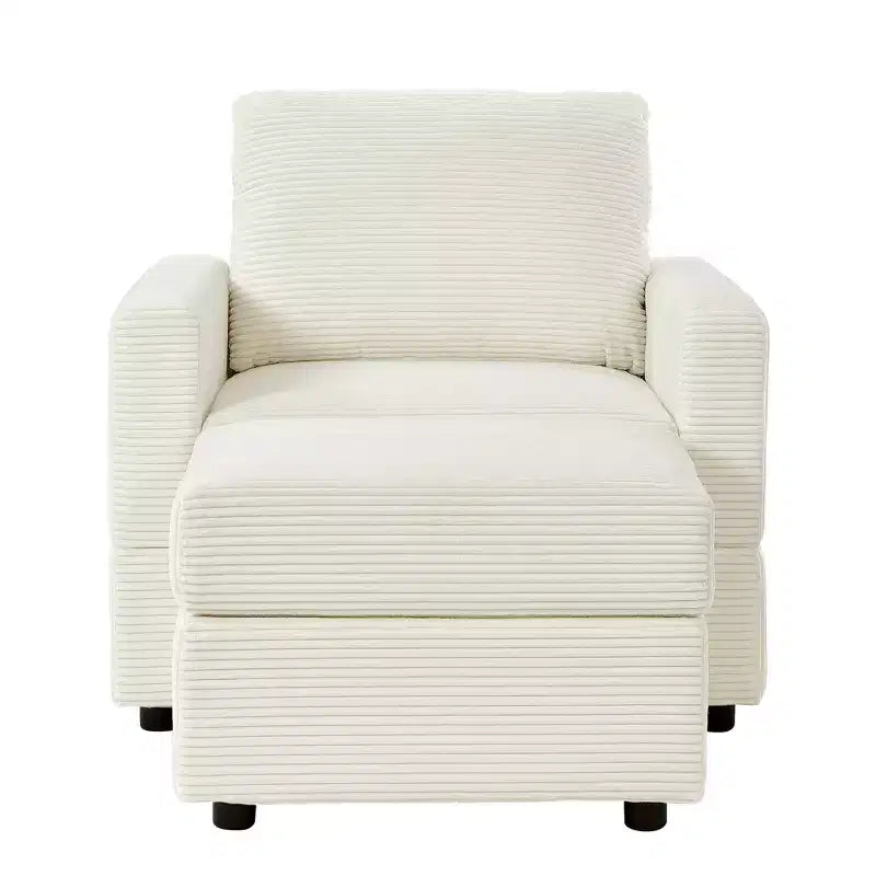 GDFStudio Warner Corduroy 32W Upholstered Accent Chair with Ottoman