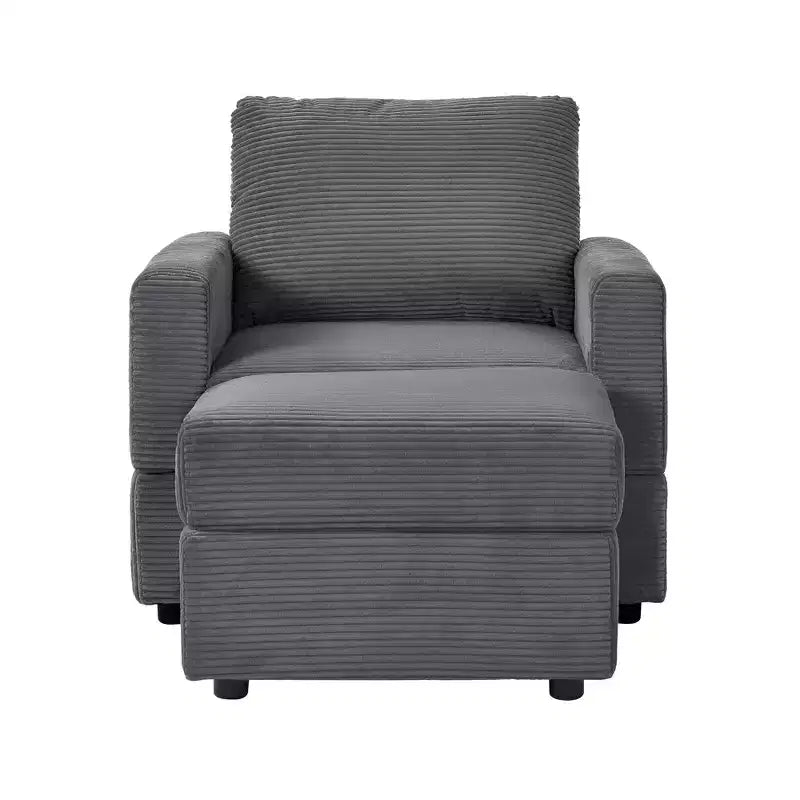 GDFStudio Warner Corduroy 32W Upholstered Accent Chair with Ottoman