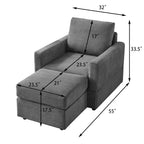 GDFStudio Warner Corduroy 32W Upholstered Accent Chair with Ottoman