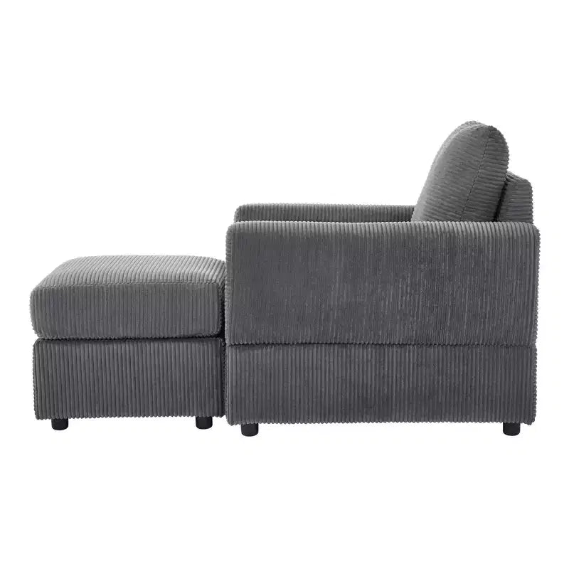 GDFStudio Warner Corduroy 32W Upholstered Accent Chair with Ottoman