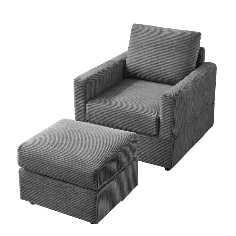 GDFStudio Warner Corduroy 32W Upholstered Accent Chair with Ottoman
