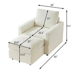 GDFStudio Warner Corduroy 32W Upholstered Accent Chair with Ottoman