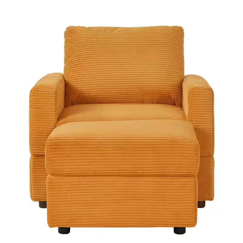 GDFStudio Warner Corduroy 32W Upholstered Accent Chair with Ottoman