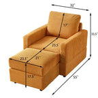 GDFStudio Warner Corduroy 32W Upholstered Accent Chair with Ottoman