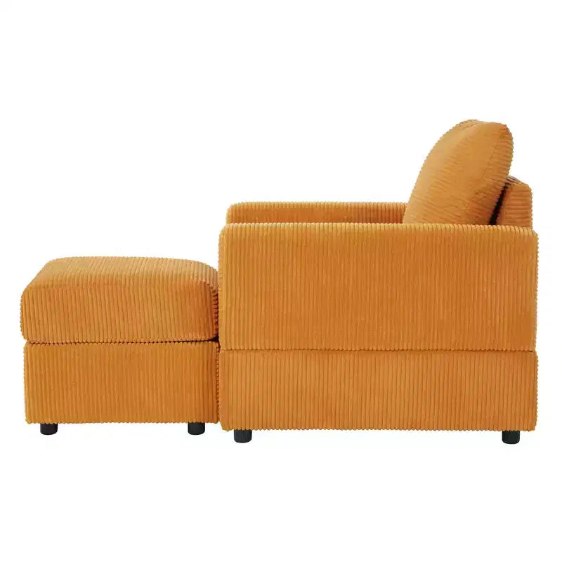 GDFStudio Warner Corduroy 32W Upholstered Accent Chair with Ottoman
