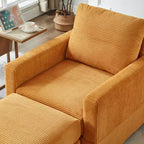 GDFStudio Warner Corduroy 32W Upholstered Accent Chair with Ottoman