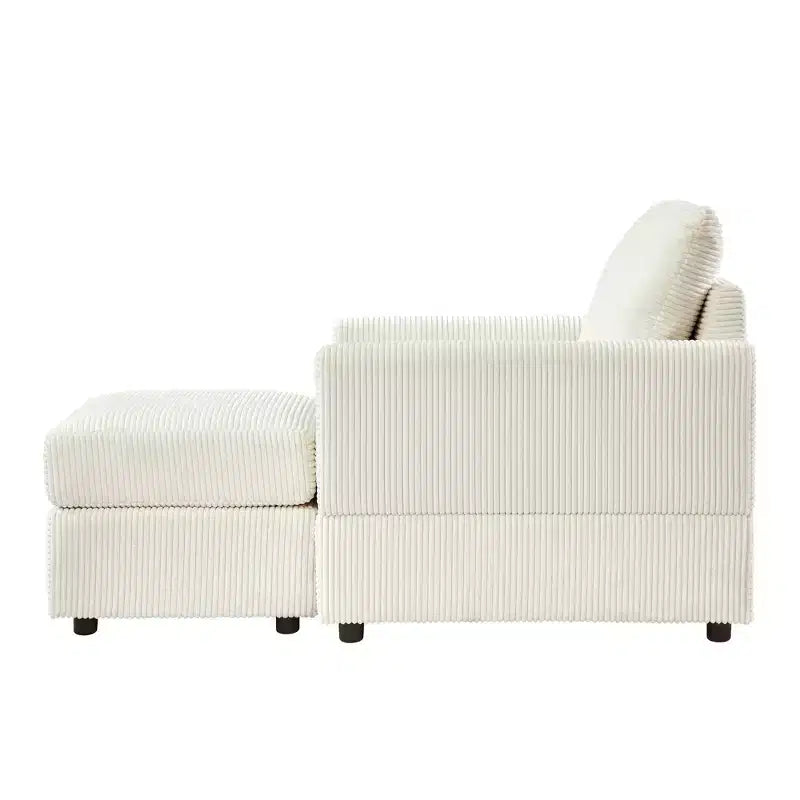 GDFStudio Warner Corduroy 32W Upholstered Accent Chair with Ottoman