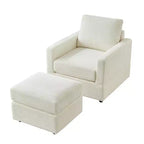 GDFStudio Warner Corduroy 32W Upholstered Accent Chair with Ottoman