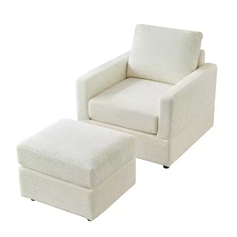 GDFStudio Warner Corduroy 32W Upholstered Accent Chair with Ottoman