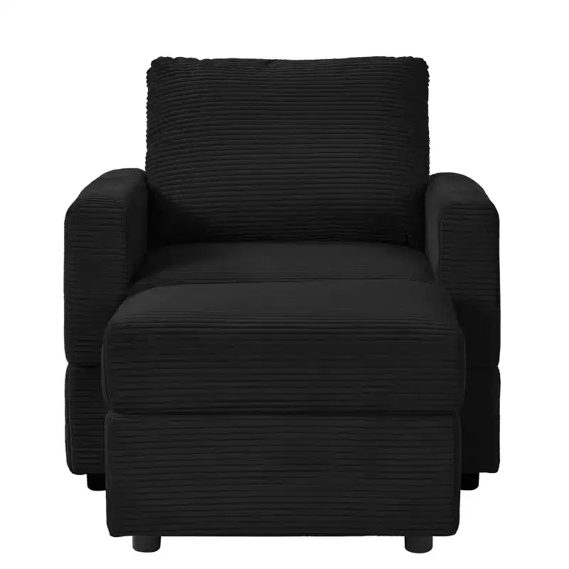 GDFStudio Warner Corduroy 32W Upholstered Accent Chair with Ottoman