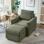 GDFStudio Warner Corduroy 32W Upholstered Accent Chair with Ottoman