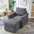 GDFStudio Warner Corduroy 32W Upholstered Accent Chair with Ottoman