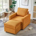 GDFStudio Warner Corduroy 32W Upholstered Accent Chair with Ottoman