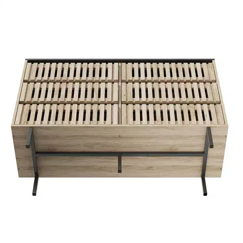 Commode à 6 tiroirs, Armoire de rangement sans poignée pour chambre à coucher, Naturel -ModernLuxe