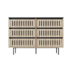 Commode à 6 tiroirs, Armoire de rangement sans poignée pour chambre à coucher, Naturel -ModernLuxe