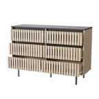 Commode à 6 tiroirs, Armoire de rangement sans poignée pour chambre à coucher, Naturel -ModernLuxe