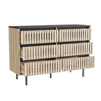 Commode à 6 tiroirs, Armoire de rangement sans poignée pour chambre à coucher, Naturel -ModernLuxe