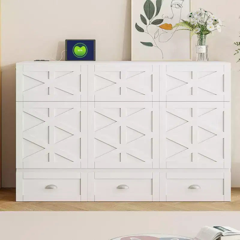 Lit escamotable grand lit Whisen Clever Design, peut être plié dans une armoire avec de grands tiroirs