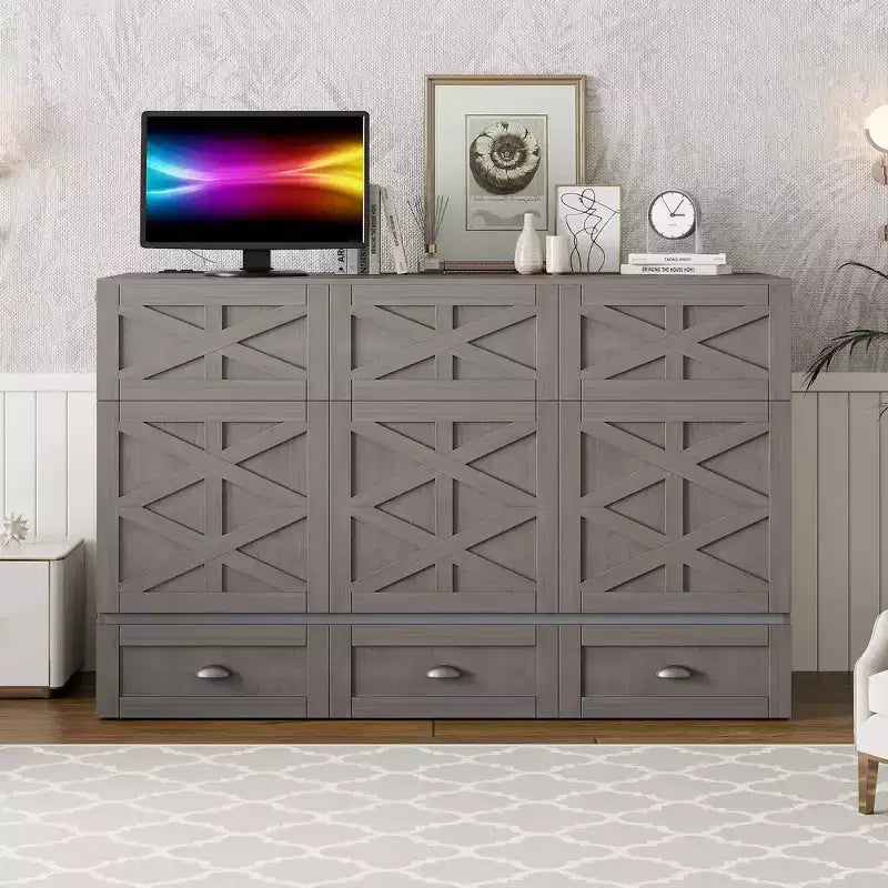 Lit escamotable grand lit Whisen Clever Design, peut être plié dans une armoire avec de grands tiroirs