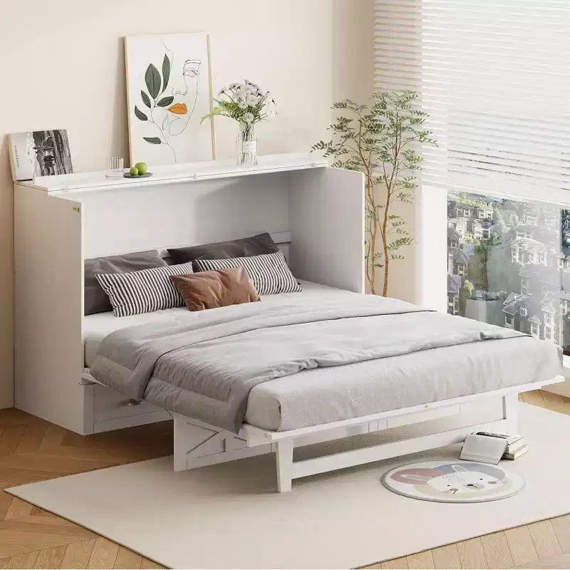 Whisen Clever Design Queen Size Murphy Bed, can Folded into a Cabinet with Large Drawers