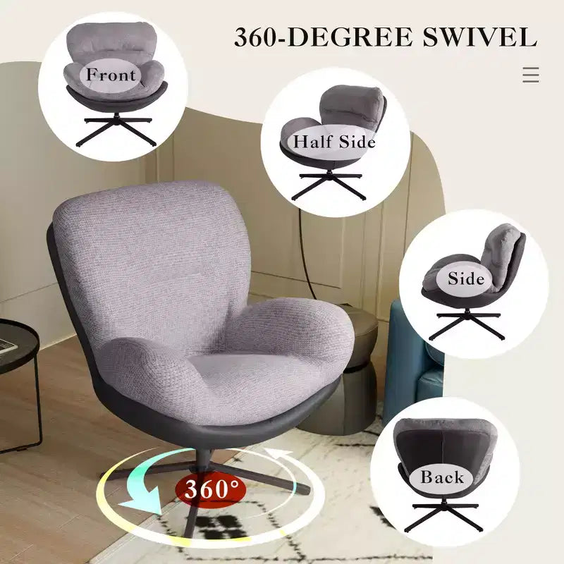 Fauteuil pivotant moderne Christopher Knight Home Alger en chenille et similicuir