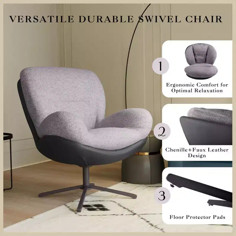 Fauteuil pivotant moderne Christopher Knight Home Alger en chenille et similicuir