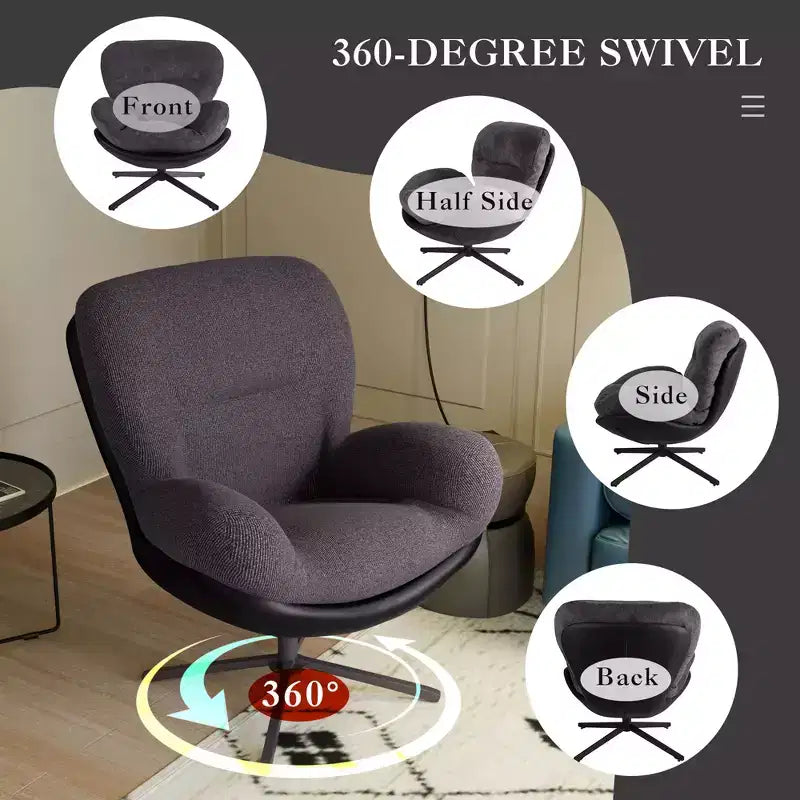 Fauteuil pivotant moderne Christopher Knight Home Alger en chenille et similicuir