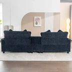 Canapé d'angle moderne Whisen 111 avec pouf, ports USB, porte-gobelets et grand coffre de rangement