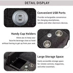 Canapé d'angle moderne Whisen 111 avec pouf, ports USB, porte-gobelets et grand coffre de rangement