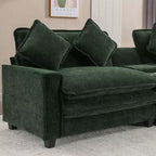 Canapé d'angle moderne Whisen 111 avec pouf, ports USB, porte-gobelets et grand coffre de rangement