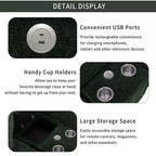 Canapé d'angle moderne Whisen 111 avec pouf, ports USB, porte-gobelets et grand coffre de rangement
