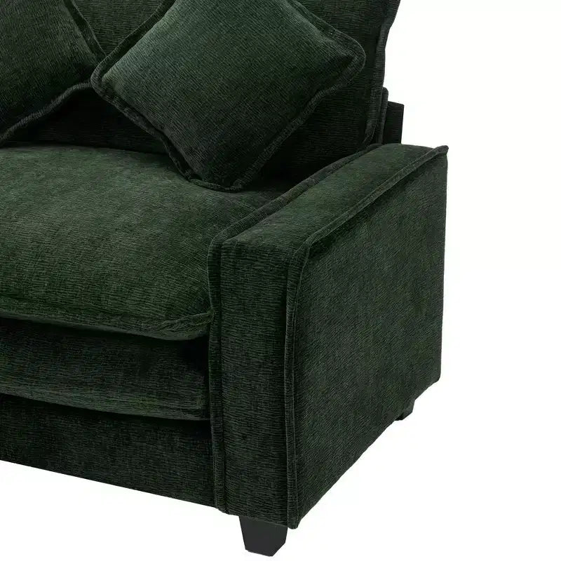 Canapé d'angle moderne Whisen 111 avec pouf, ports USB, porte-gobelets et grand coffre de rangement