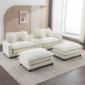 Whisen 111 Modern Sectional Sofa with Ottoman, USB Ports, Cup Holders & Large Storage Box