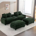 Canapé d'angle moderne Whisen 111 avec pouf, ports USB, porte-gobelets et grand coffre de rangement