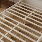 Cadre de Lit Minimaliste Élégant Famapy White Queen – Dossier Rembourré, Structure Robuste, Pieds de Luxe Dorés, Construction