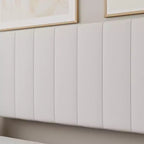 Cadre de Lit Minimaliste Élégant Famapy White Queen – Dossier Rembourré, Structure Robuste, Pieds de Luxe Dorés, Construction