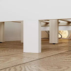 Cadre de Lit Minimaliste Élégant Famapy White Queen – Dossier Rembourré, Structure Robuste, Pieds de Luxe Dorés, Construction