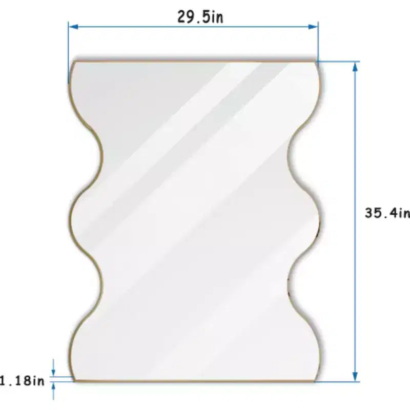 Miroir Mural Rectangulaire Doré 30x35 à Bords Ondulés : Cadre Métallique, Coiffeuse, Dressing - Élégant pour Salle de Bain, Salon, Chambre