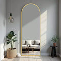 71 W x 32 H Black Arched Full Length Floor Mirror with Stand