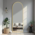 71 W x 32 H Black Arched Full Length Floor Mirror with Stand