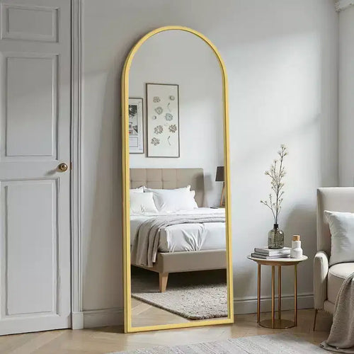 Miroir sur pied arqué pleine longueur de 71 L x 32 H po (noir)