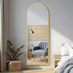 Miroir sur pied arqué pleine longueur de 71 L x 32 H po (noir)