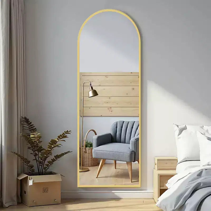 Miroir sur pied arqué pleine longueur de 71 L x 32 H po (noir)