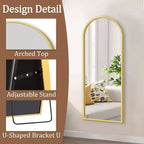 Miroir sur pied arqué pleine longueur de 71 L x 32 H po (noir)