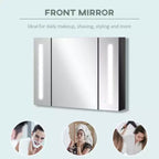 Slim Wall-Mounted Mirror Cabinet with Adjustable LED Lighting - Spa-Inspired Design