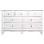Commode Heynemo pour chambre à coucher, commode moderne à 7 tiroirs avec pieds en bois massif et finition peinte, idéale pour la chambre d'enfant, le salon, le couloir.