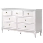 Commode Heynemo pour chambre à coucher, commode moderne à 7 tiroirs avec pieds en bois massif et finition peinte, idéale pour la chambre d'enfant, le salon, le couloir.