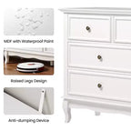 Commode Heynemo pour chambre à coucher, commode moderne à 7 tiroirs avec pieds en bois massif et finition peinte, idéale pour la chambre d'enfant, le salon, le couloir.